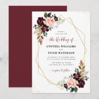 geometrische Hochzeit in Bordeaux und Rosa