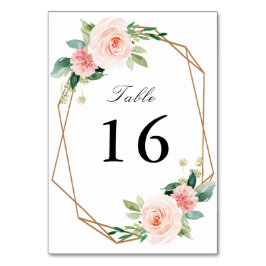 geometrische Hochzeit in Rosa Tischnummer