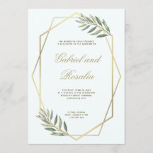geometrische Hochzeit mit weißem und goldenem Rand