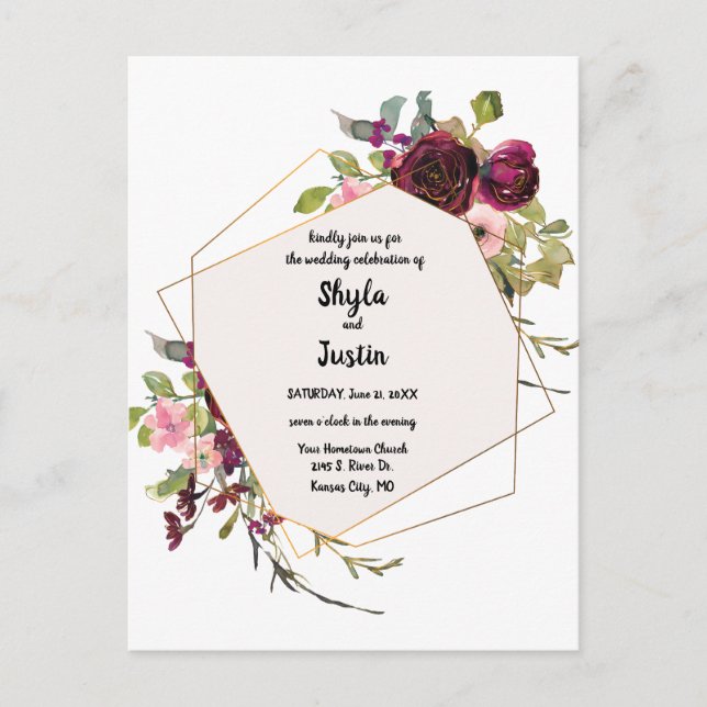 geometrische Hochzeit Postkarte (Vorderseite)