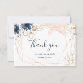 Geometrische Hochzeit Vielen Dank in Marine, Gold  RSVP Karte