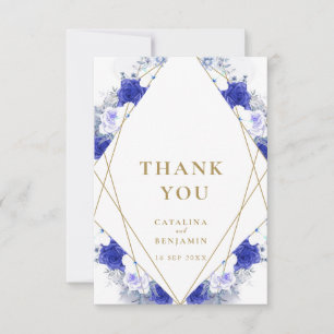 Geometrische Hochzeit von Navy Blue Lila Gold Lett Dankeskarte