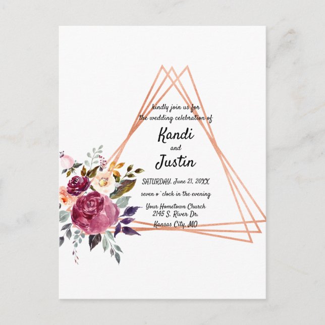 Geometrische Hochzeitkarte Postkarte (Vorderseite)