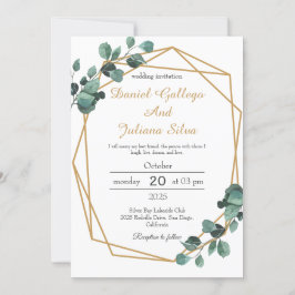 Geometrische Hochzeitseinladung für goldene Rahmen Einladung
