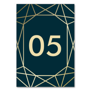Geometrische Hochzeitskarten für die goldene Tisch Tischnummer