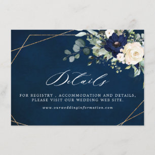 Geometrische Hochzeitsstimmung im Navy Blush Flora Begleitkarte