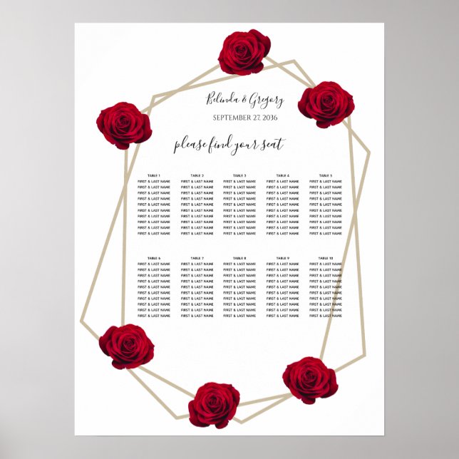 Geometrische Hochzeitstabelle für elegante geometr Poster (Vorne)