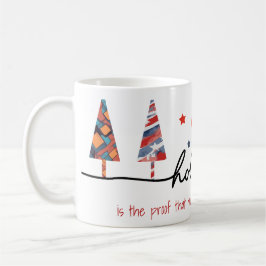 Geometrische Holiday-Bäume mit Witty Subline Kaffeetasse
