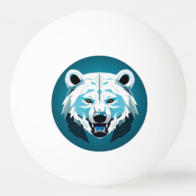 Geometrische Illustration des Eisbärs Tischtennisball (Vorderseite)