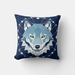Geometrische Illustration eines Wolfs Kissen
