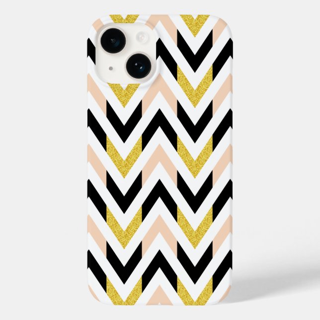 Geometrische Imitat Glitzer Zickzack Musterbeispie Case-Mate iPhone 14 Hülle (Rückseite)