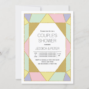 Geometrische Juwelenfarbe Hochzeitspaare Dusche Einladung