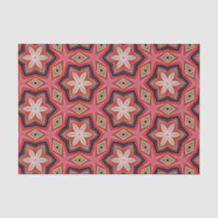 Geometrische Kaleidoskopisch weiße Blume auf Rot Seidenpapier