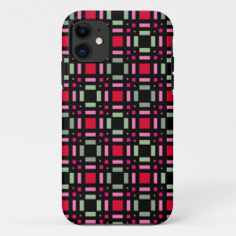 Geometrische kariert-grüne schwarze Streifen Case-Mate iPhone Hülle