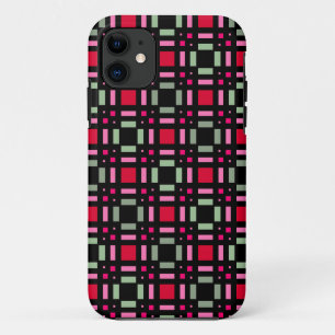 Geometrische kariert-grüne schwarze Streifen Case-Mate iPhone Hülle