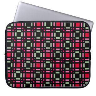 Geometrische kariert-grüne schwarze Streifen Laptopschutzhülle