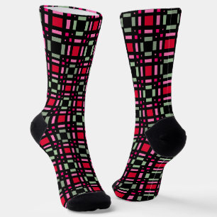 Geometrische kariert-grüne schwarze Streifen Socken