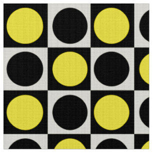 Geometrische karierte gelbe und schwarze Punkte Stoff