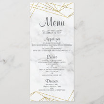 Geometrische Karte für das Marble-Hochzeitmenü