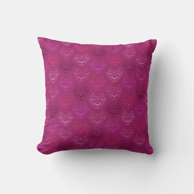 Geometrische Katzen Pink Muster Kissen Kissen (Vorderseite)