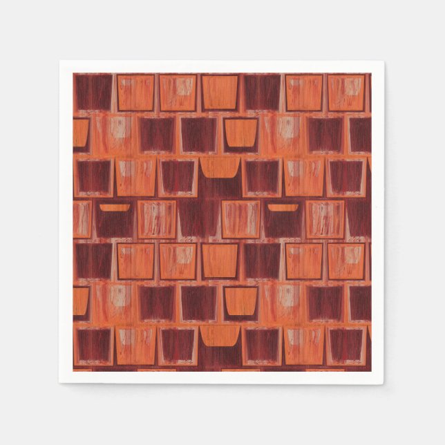 Geometrische Keramik in Rot und Orange Serviette (Vorderseite)