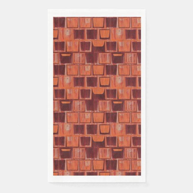 Geometrische Keramik in Rot und Orange Serviette (Vorderseite)
