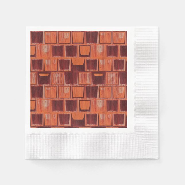 Geometrische Keramik in Rot und Orange Serviette (Vorderseite)