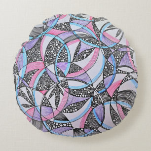 Geometrische Kreise Kaleidoskop Runde Kissen