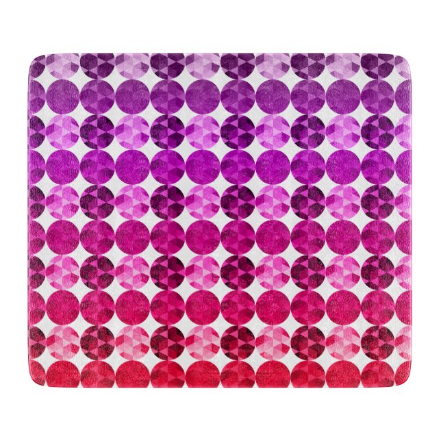 Geometrische Kreise lila rosarotes Ombre Muster Schneidebrett (Vorderseite)