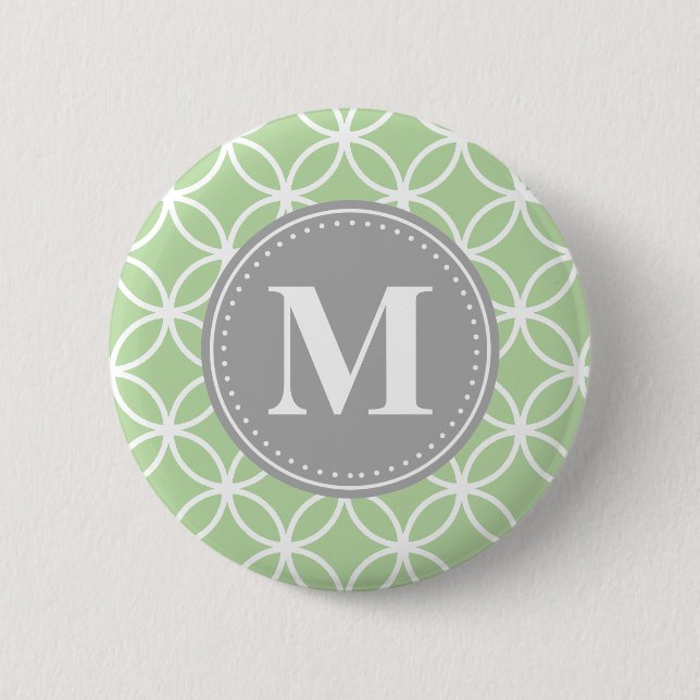 Geometrische Kreise Mini-Grau-Monogramm Button (Vorderseite)