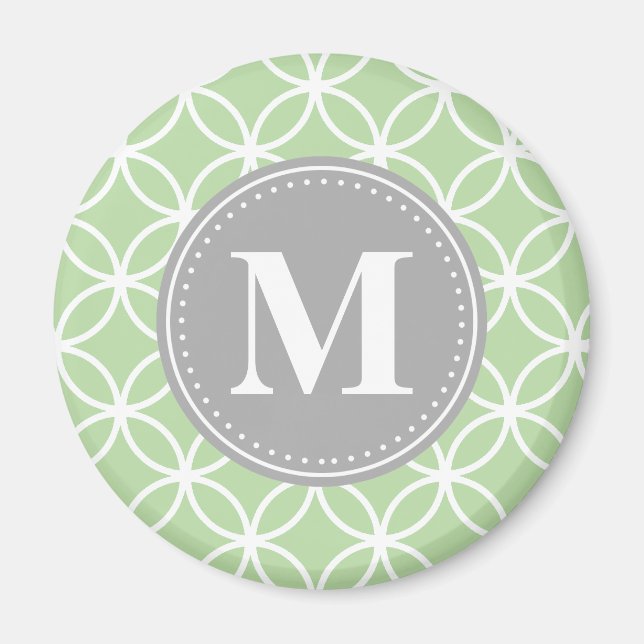 Geometrische Kreise Mini-Grau-Monogramm Magnet (Vorne)