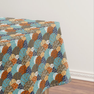 Geometrische Kreise mit Pinselstrichen, Marine, Ro Tischdecke