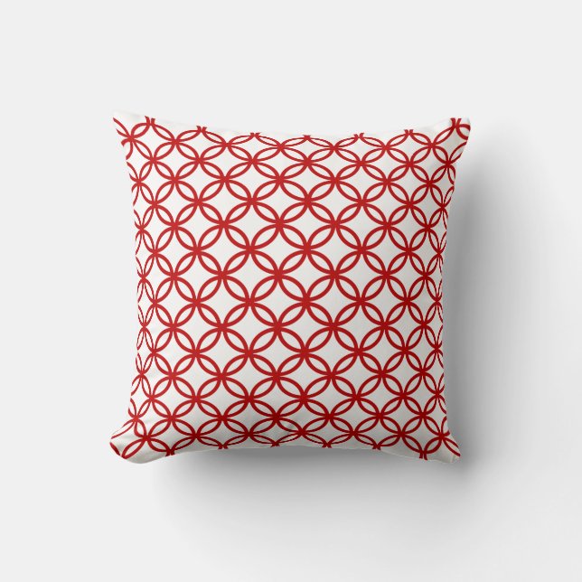 Geometrische Kreise rote Muster Gitteruntergrund Kissen (Vorderseite)
