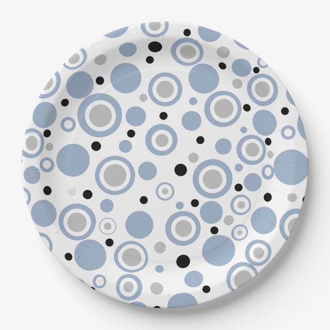 Geometrische Kreisel für große Schiefer Blau Silve Pappteller (Vorderseite)