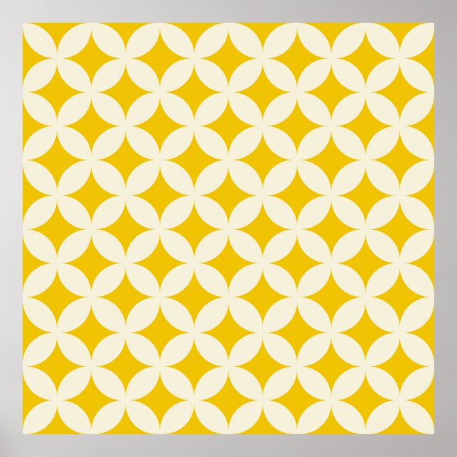 Geometrische Kreisformen nahtloses Muster ecru whi Poster (Vorne)