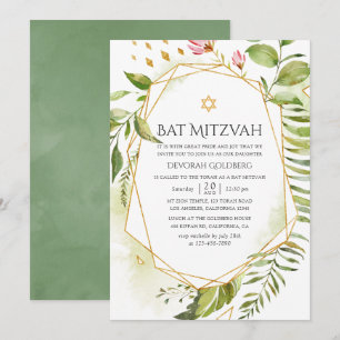 Geometrische Kristall-Grün-Bat-Mizwa Einladung