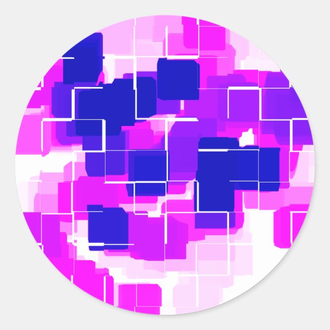 Geometrische Kunst "Blue Raspberry" Runder Aufkleber (Vorderseite)