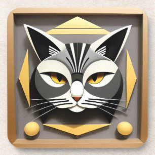 Geometrische Kunst einer stilisierten Katzenabstra Getränkeuntersetzer