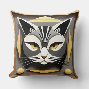 Geometrische Kunst einer stilisierten Katzenabstra Kissen