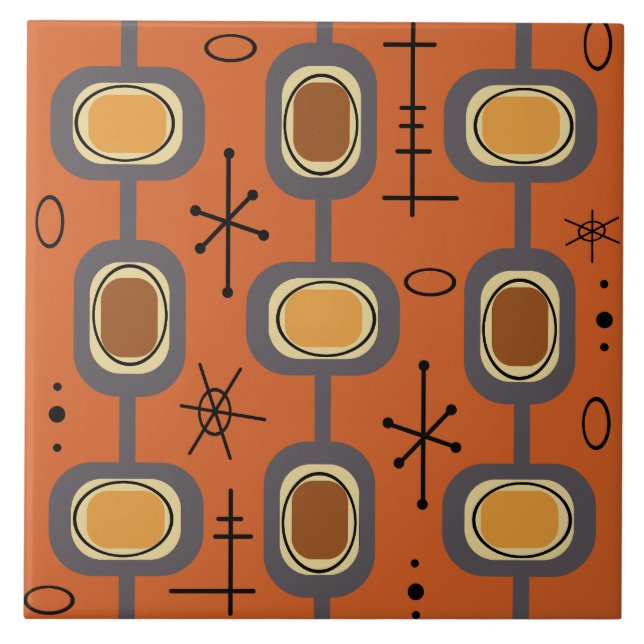 Geometrische Kunst im Weltraumzeitalter Fliese (Vorderseite)