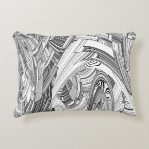 Geometrische Kunst in Schwarz und Weiß Dekokissen