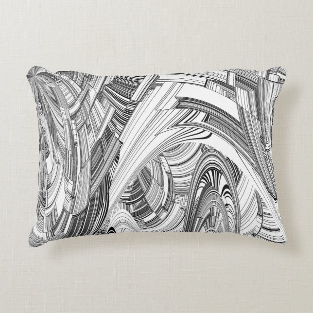 Geometrische Kunst in Schwarz und Weiß Dekokissen (Vorderseite)