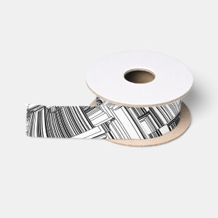Geometrische Kunst in Schwarz und Weiß Satinband