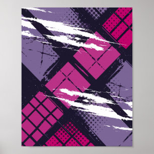 Geometrische Kunst mit Magenta und Lila Töne Poster