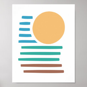 Geometrische Kunst - Sonnenuntergang am Strand Poster