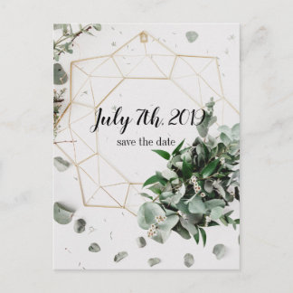Geometrische Laub-Save the Date Postkarten