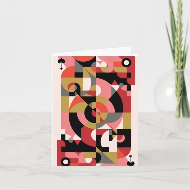 Geometrische LIEBE in rosa, schwarz, rot, weiß, ge Karte (Vorderseite)