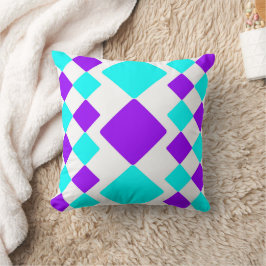 geometrische lila und türkisfarbene Quadrate Kissen