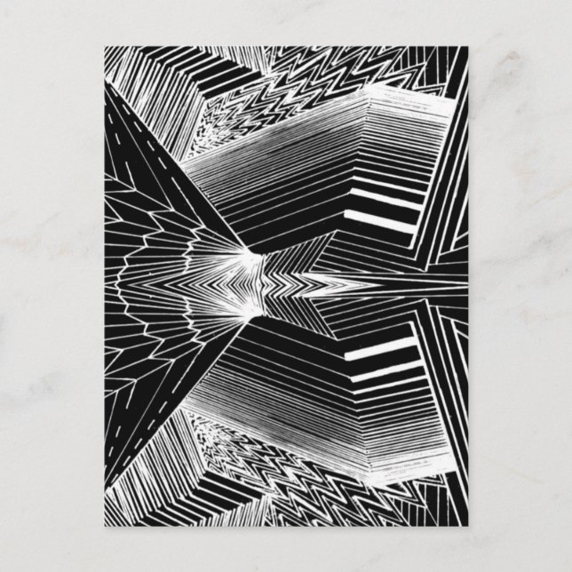 Geometrische Linie Schwarz-Weiß-Abstrakte Design Postkarte (Vorderseite)