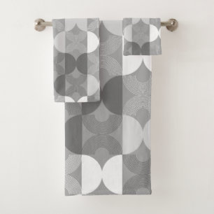 Geometrische Linien Mittelalter moderner 50er grau Badhandtuch Set